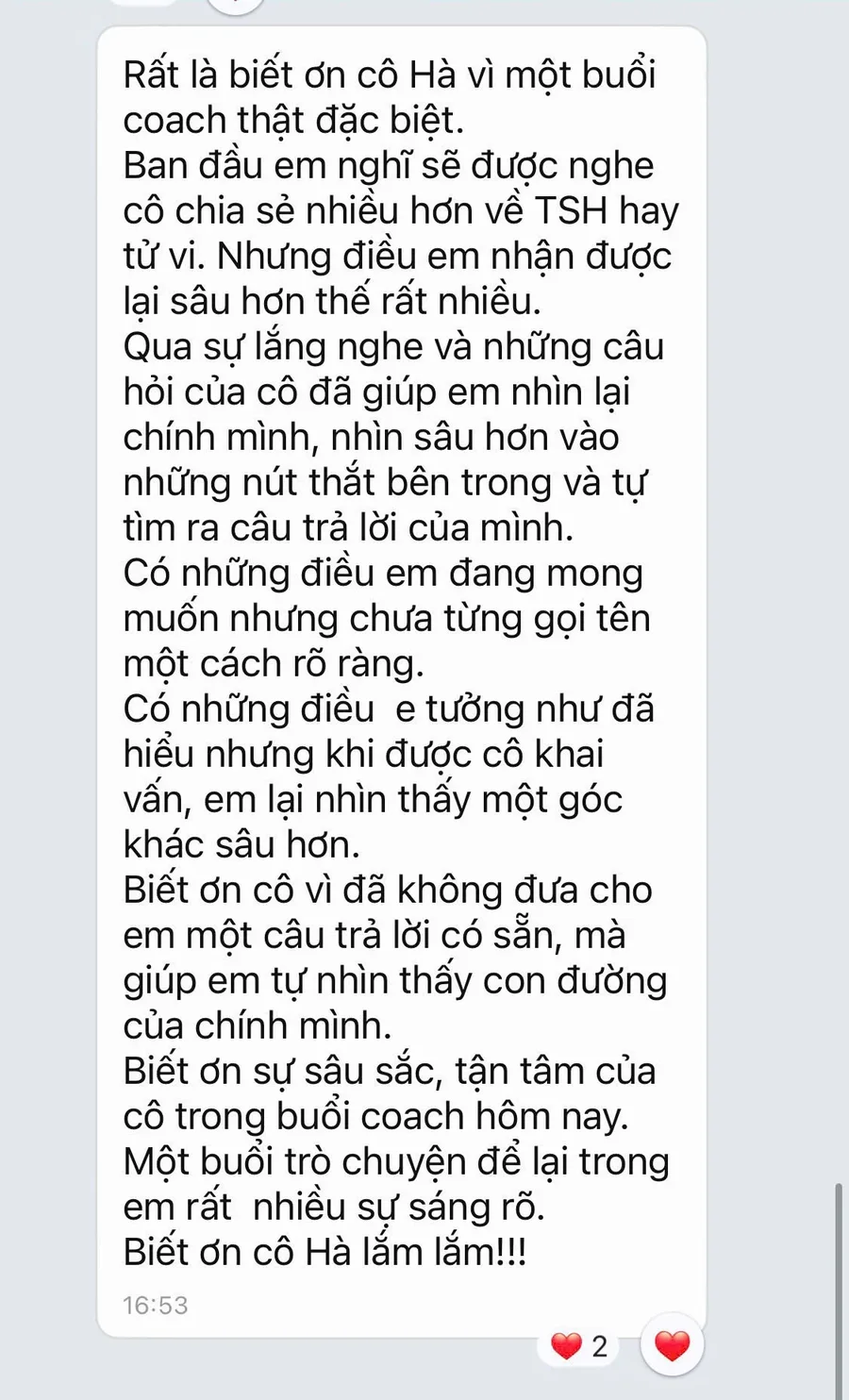 Chia sẻ của học viên sau buổi khai vấn (1)